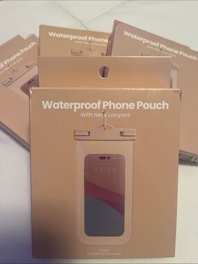 Waterproof 💦 Phone Pouch with Neck Lanyard Fits Phones up to 7 Inches Cream
